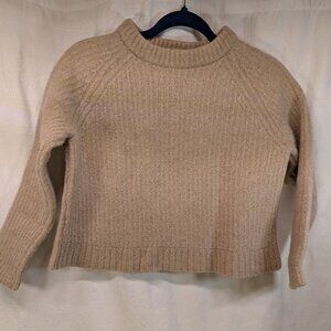 TILLEY 100% RWS Wool Sweater Size Medium Crop Peach Pastel